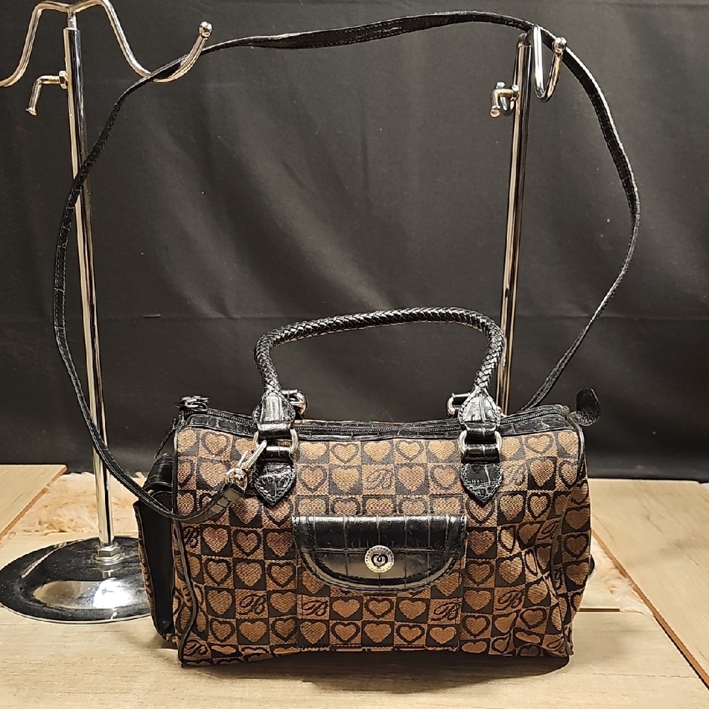 Black and Brown Heart Patterned Women's Bag